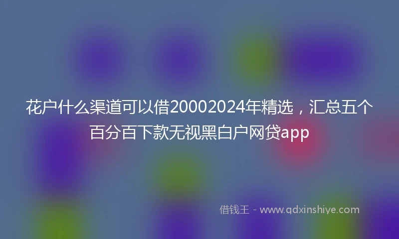 花户什么渠道可以借20002024年精选，汇总五个百分百下款无视黑白户网贷app