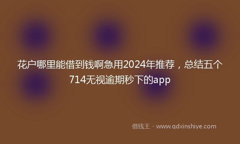 花户哪里能借到钱啊急用2024年推荐，总结五个714无视逾期秒下的app