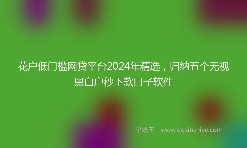 花户低门槛网贷平台2024年精选，归纳五个无视黑白户秒下款口子软件