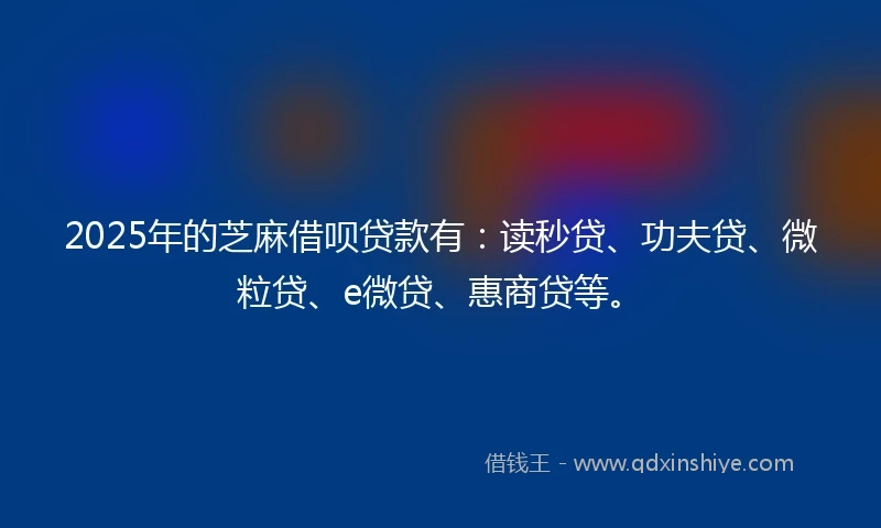2025年的芝麻借呗贷款有：读秒贷、功夫贷、微粒贷、e微贷、惠商贷等。