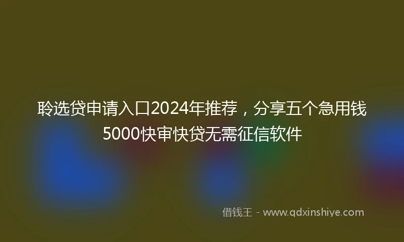 聆选贷申请入口2024年推荐，分享五个急用钱5000快审快贷无需征信软件