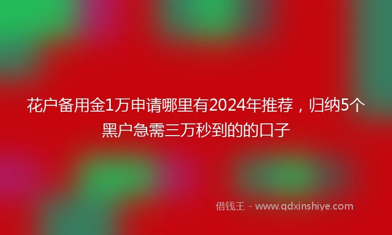 花户备用金1万申请哪里有2024年推荐，归纳5个黑户急需三万秒到的的口子