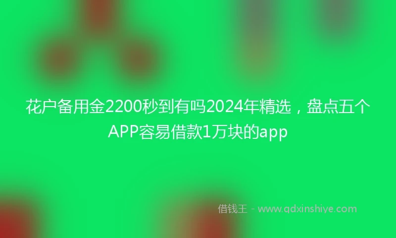 花户备用金2200秒到有吗2024年精选，盘点五个APP容易借款1万块的app