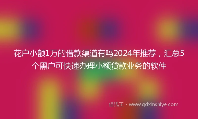 花户小额1万的借款渠道有吗2024年推荐，汇总5个黑户可快速办理小额贷款业务的软件