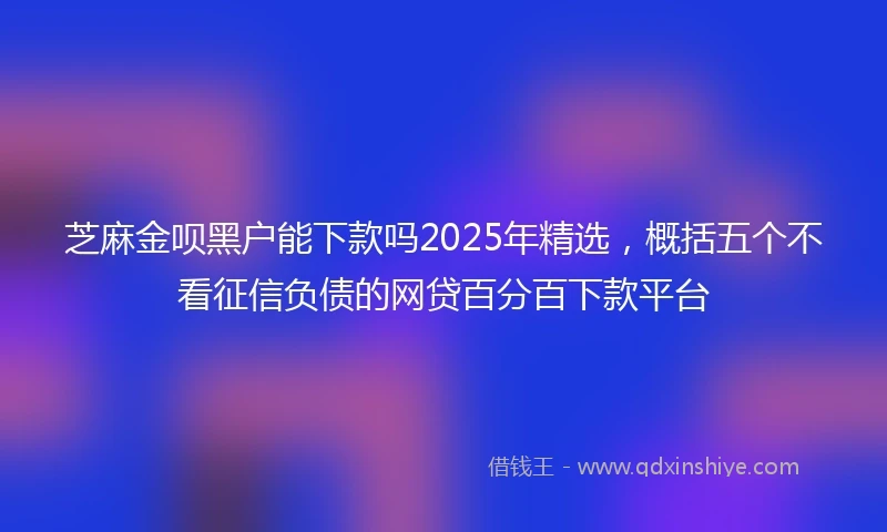 芝麻金呗黑户能下款吗2025年精选，概括五个不看征信负债的网贷百分百下款平台