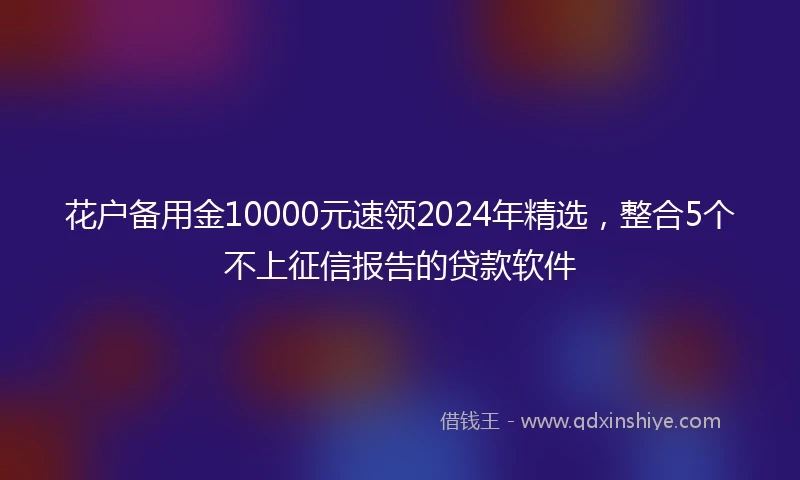 花户备用金10000元速领2024年精选，整合5个不上征信报告的贷款软件