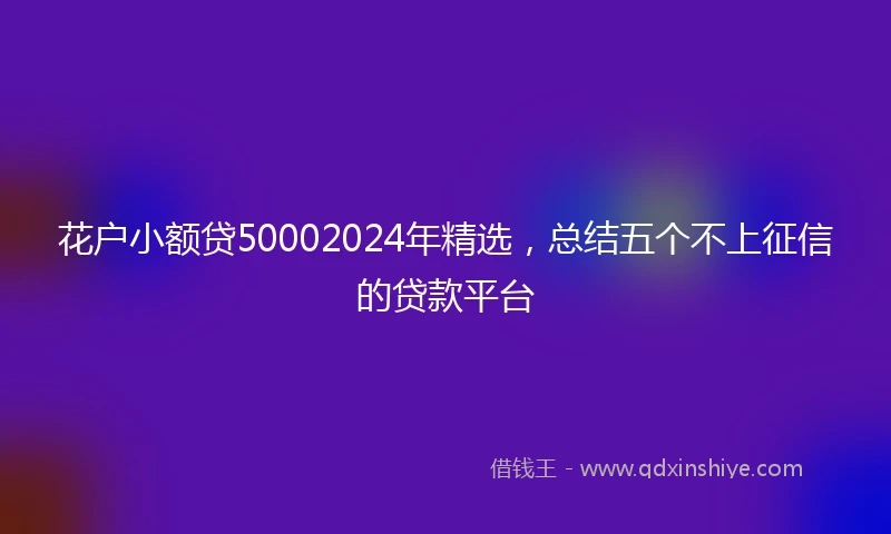 花户小额贷50002024年精选，总结五个不上征信的贷款平台
