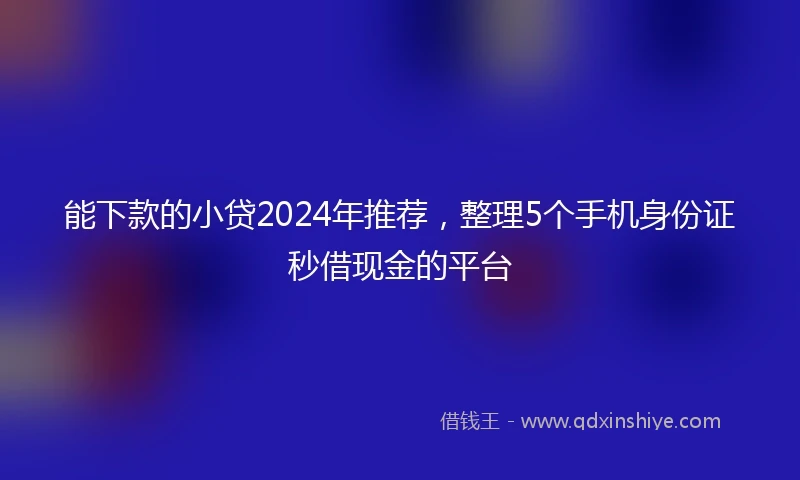 能下款的小贷2024年推荐，整理5个手机身份证秒借现金的平台