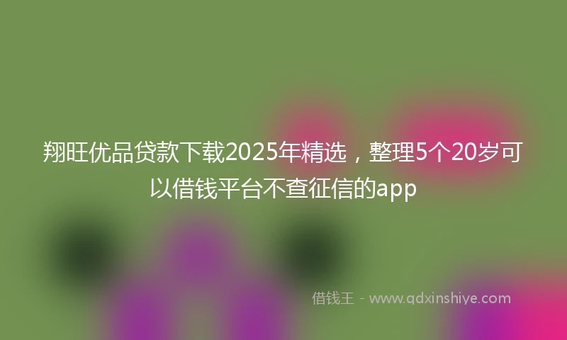 翔旺优品贷款下载2025年精选，整理5个20岁可以借钱平台不查征信的app