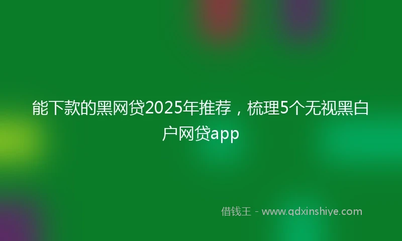 能下款的黑网贷2025年推荐,梳理5个无视黑白户网贷app