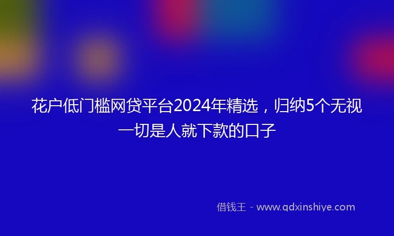 花户低门槛网贷平台2024年精选，归纳5个无视一切是人就下款的口子