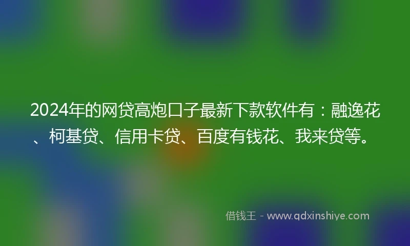 2024年的网贷高炮口子最新下款软件有：融逸花、柯基贷、信用卡贷、百度有钱花、我来贷等。