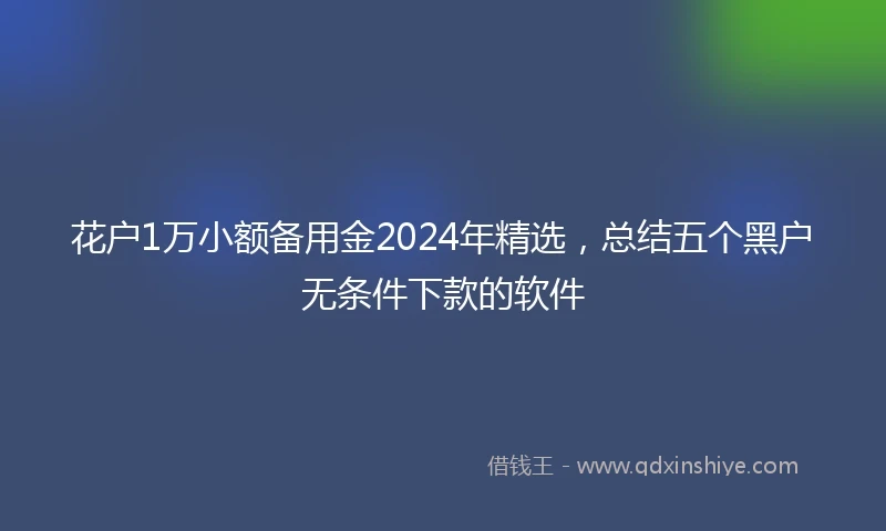 花户1万小额备用金2024年精选，总结五个黑户无条件下款的软件