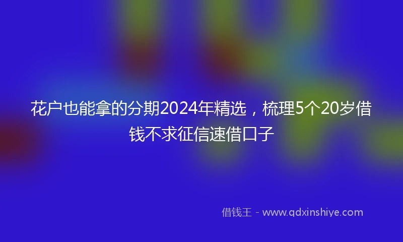 花户也能拿的分期2024年精选，梳理5个20岁借钱不求征信速借口子