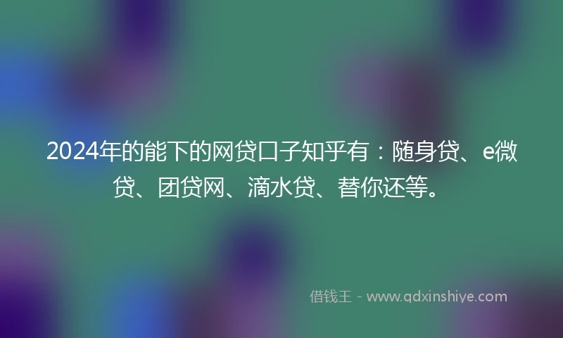 2024年的能下的网贷口子知乎有：随身贷、e微贷、团贷网、滴水贷、替你还等。
