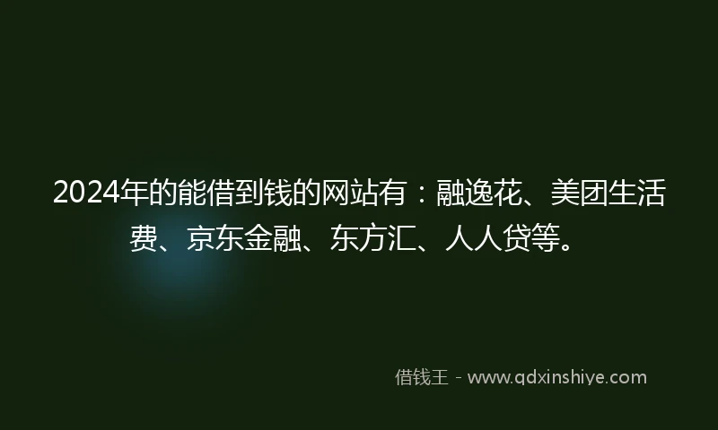 2024年的能借到钱的网站有：融逸花、美团生活费、京东金融、东方汇、人人贷等。