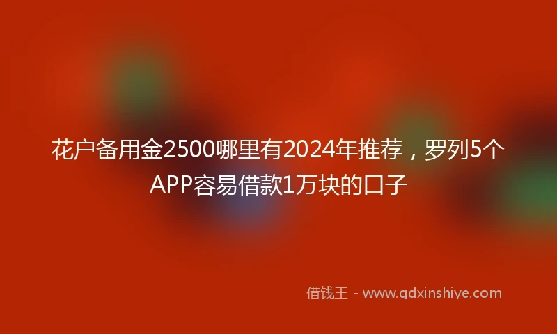 花户备用金2500哪里有2024年推荐，罗列5个APP容易借款1万块的口子