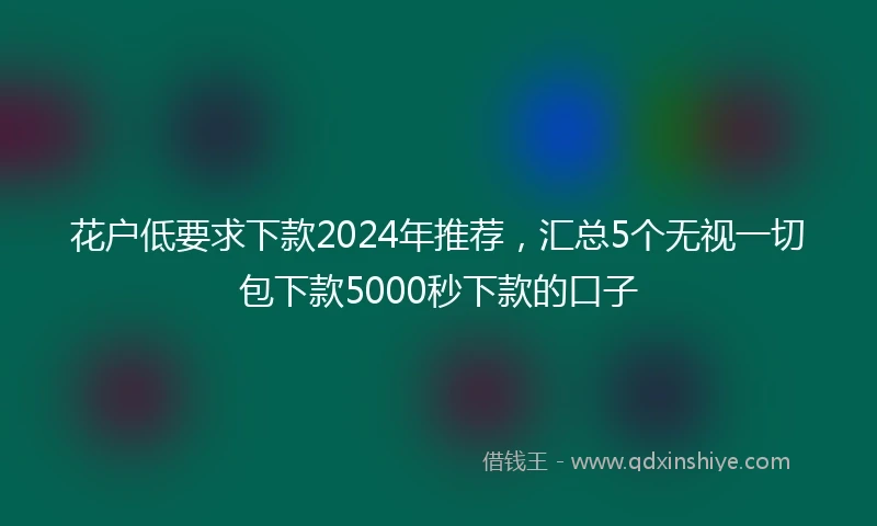 花户低要求下款2024年推荐，汇总5个无视一切包下款5000秒下款的口子
