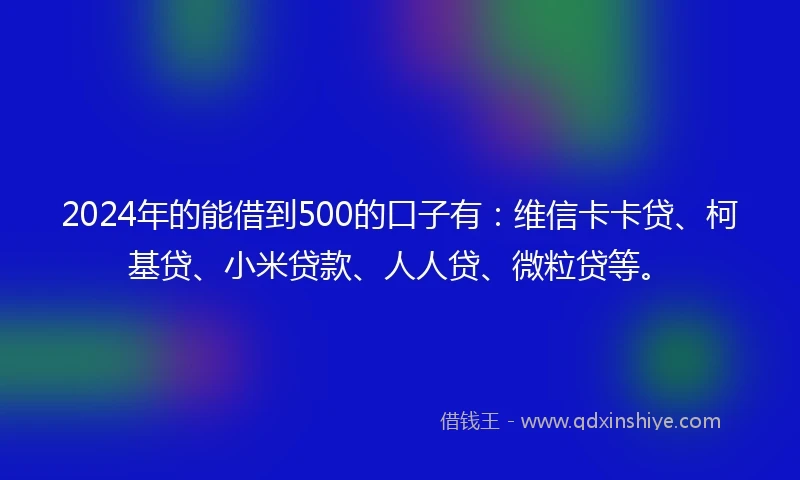 2024年的能借到500的口子有：维信卡卡贷、柯基贷、小米贷款、人人贷、微粒贷等。