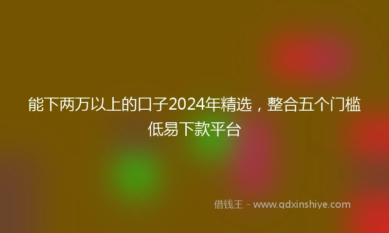 能下两万以上的口子2024年精选，整合五个门槛低易下款平台