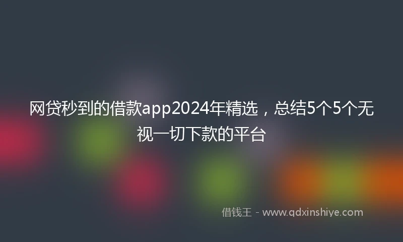 网贷秒到的借款app2024年精选，总结5个5个无视一切下款的平台