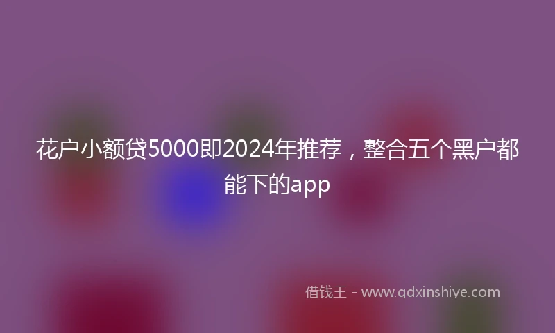 花户小额贷5000即2024年推荐，整合五个黑户都能下的app