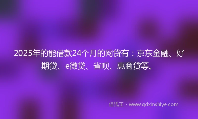 2025年的能借款24个月的网贷有：京东金融、好期贷、e微贷、省呗、惠商贷等。