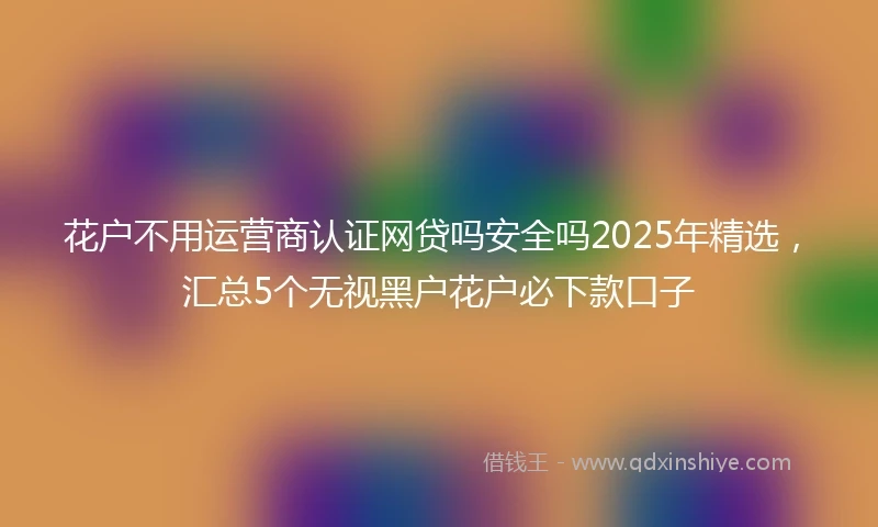 花户不用运营商认证网贷吗安全吗2025年精选，汇总5个无视黑户花户必下款口子