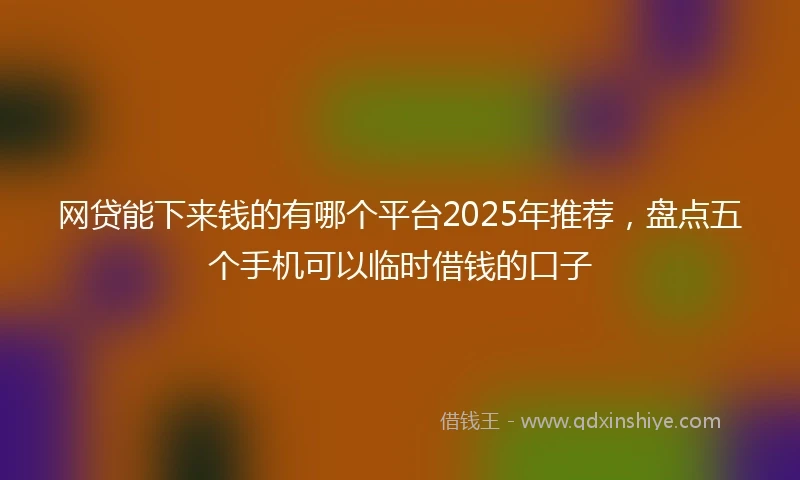 网贷能下来钱的有哪个平台2025年推荐，盘点五个手机可以临时借钱的口子