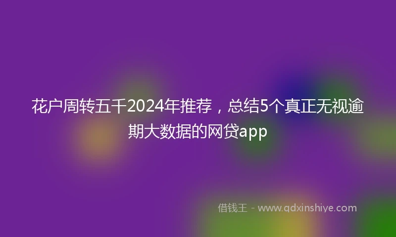 花户周转五千2024年推荐，总结5个真正无视逾期大数据的网贷app