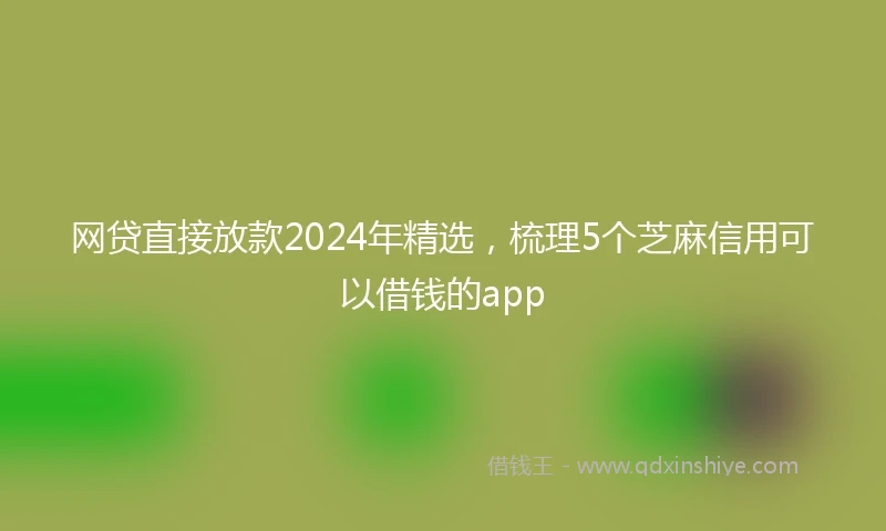 网贷直接放款2024年精选，梳理5个芝麻信用可以借钱的app