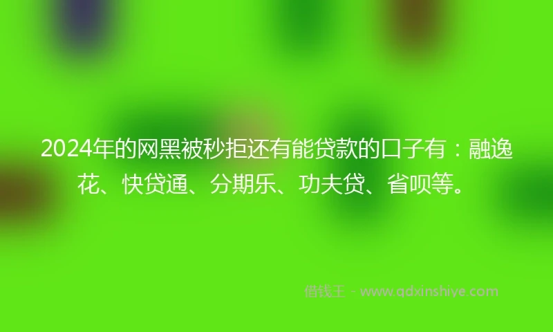 2024年的网黑被秒拒还有能贷款的口子有：融逸花、快贷通、分期乐、功夫贷、省呗等。