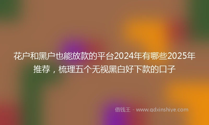 花户和黑户也能放款的平台2024年有哪些2025年推荐，梳理五个无视黑白好下款的口子