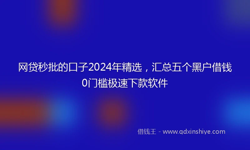 网贷秒批的口子2024年精选，汇总五个黑户借钱0门槛极速下款软件