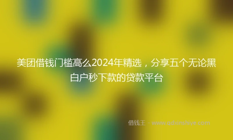 美团借钱门槛高么2024年精选，分享五个无论黑白户秒下款的贷款平台