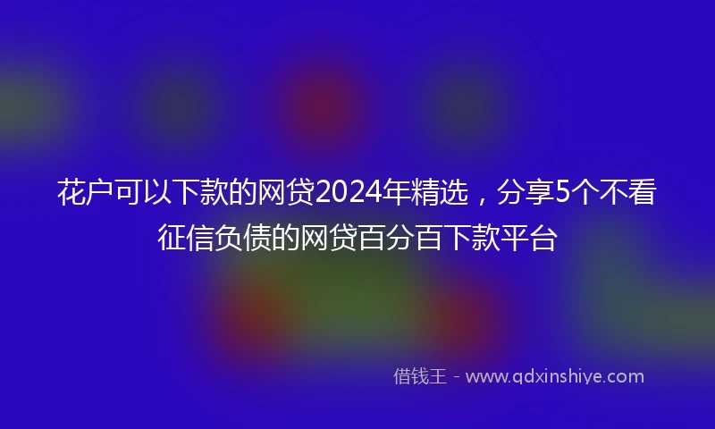 花户可以下款的网贷2024年精选，分享5个不看征信负债的网贷百分百下款平台