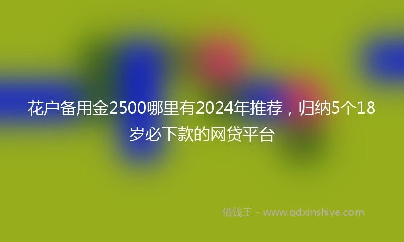 花户备用金2500哪里有2024年推荐，归纳5个18岁必下款的网贷平台
