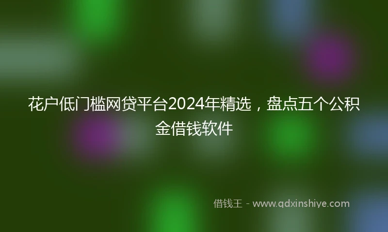 花户低门槛网贷平台2024年精选，盘点五个公积金借钱软件