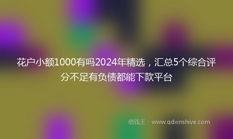 花户小额1000有吗2024年精选，汇总5个综合评分不足有负债都能下款平台
