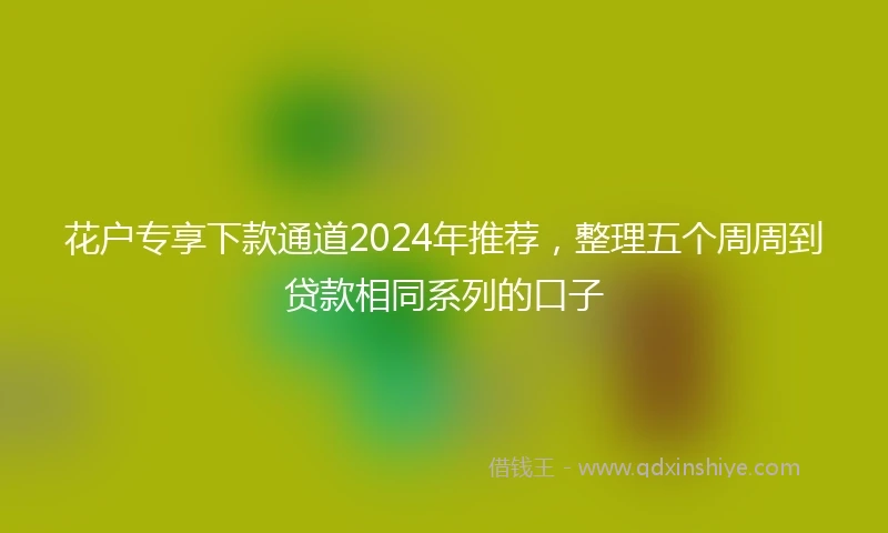 花户专享下款通道2024年推荐，整理五个周周到贷款相同系列的口子