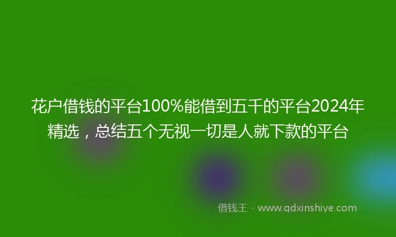 花户借钱的平台100%能借到五千的平台2024年精选，总结五个无视一切是人就下款的平台