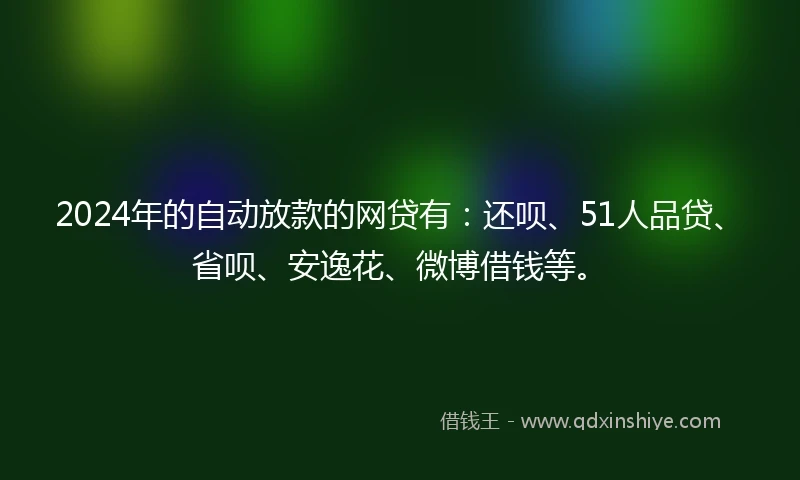 2024年的自动放款的网贷有：还呗、51人品贷、省呗、安逸花、微博借钱等。