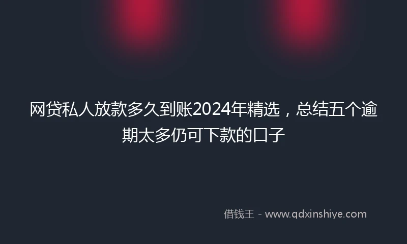 网贷私人放款多久到账2024年精选，总结五个逾期太多仍可下款的口子