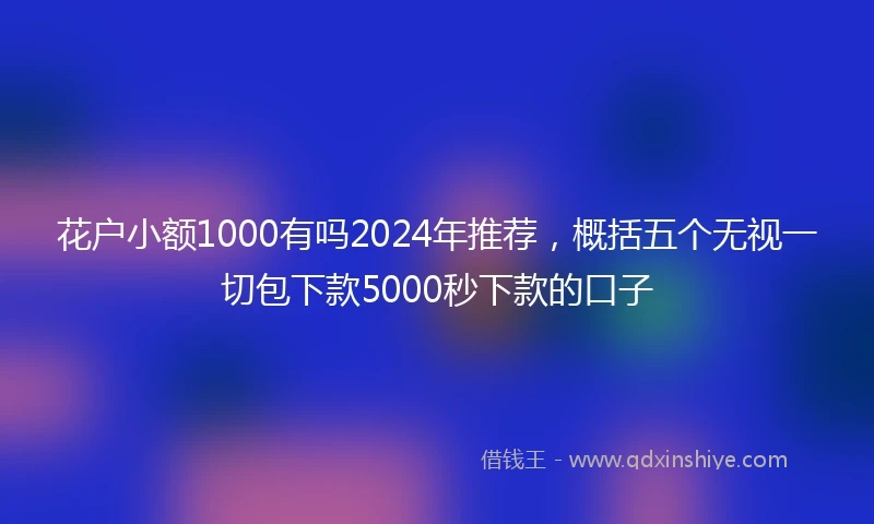 花户小额1000有吗2024年推荐，概括五个无视一切包下款5000秒下款的口子