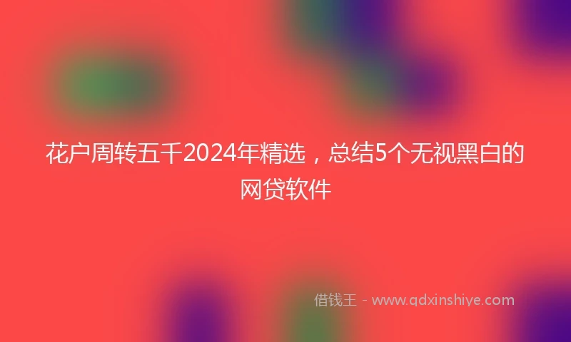 花户周转五千2024年精选，总结5个无视黑白的网贷软件