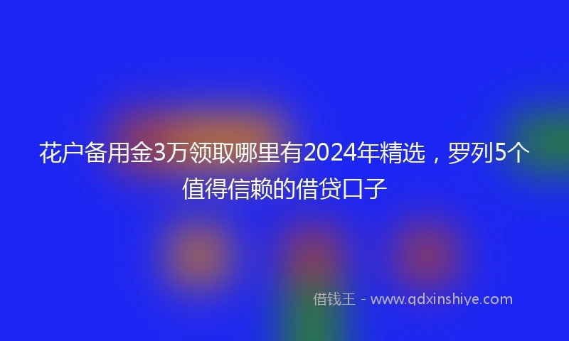 花户备用金3万领取哪里有2024年精选，罗列5个值得信赖的借贷口子
