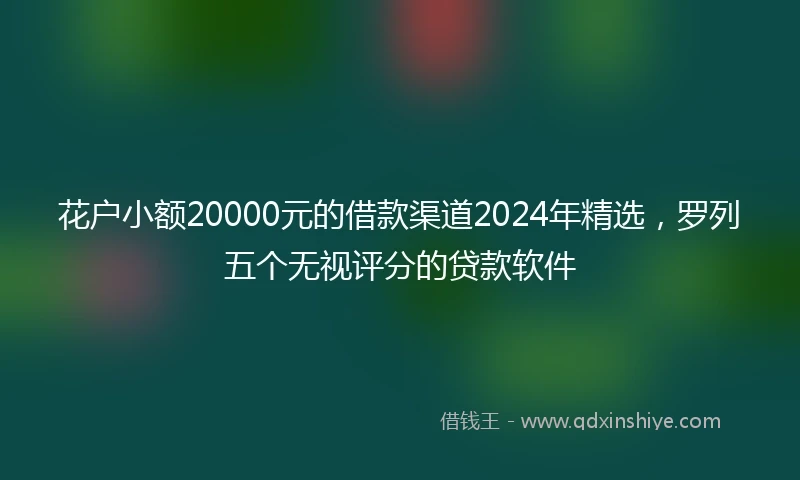 花户小额20000元的借款渠道2024年精选，罗列五个无视评分的贷款软件