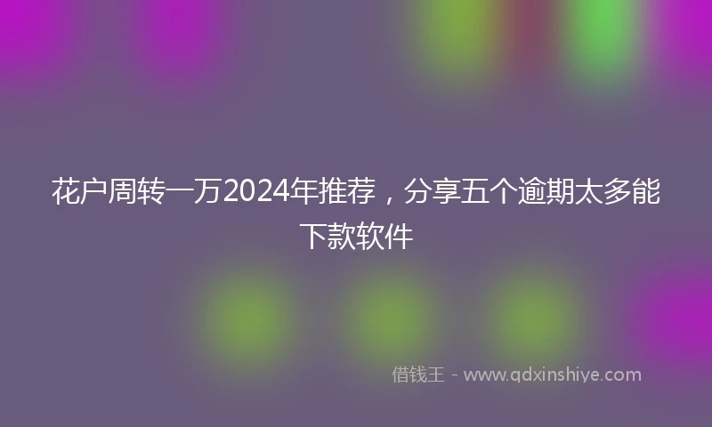 花户周转一万2024年推荐，分享五个逾期太多能下款软件