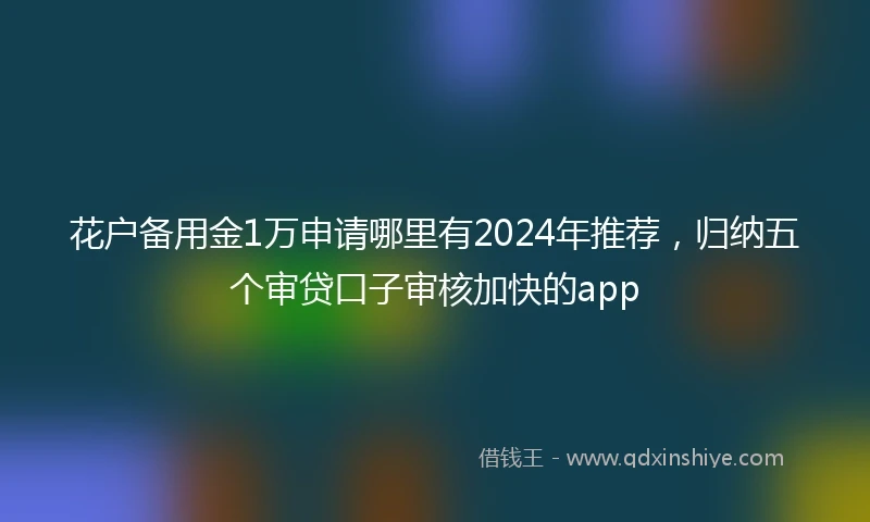 花户备用金1万申请哪里有2024年推荐，归纳五个审贷口子审核加快的app