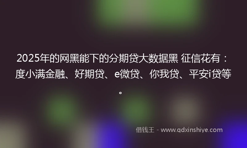 2025年的网黑能下的分期贷大数据黑 征信花有：度小满金融、好期贷、e微贷、你我贷、平安i贷等。